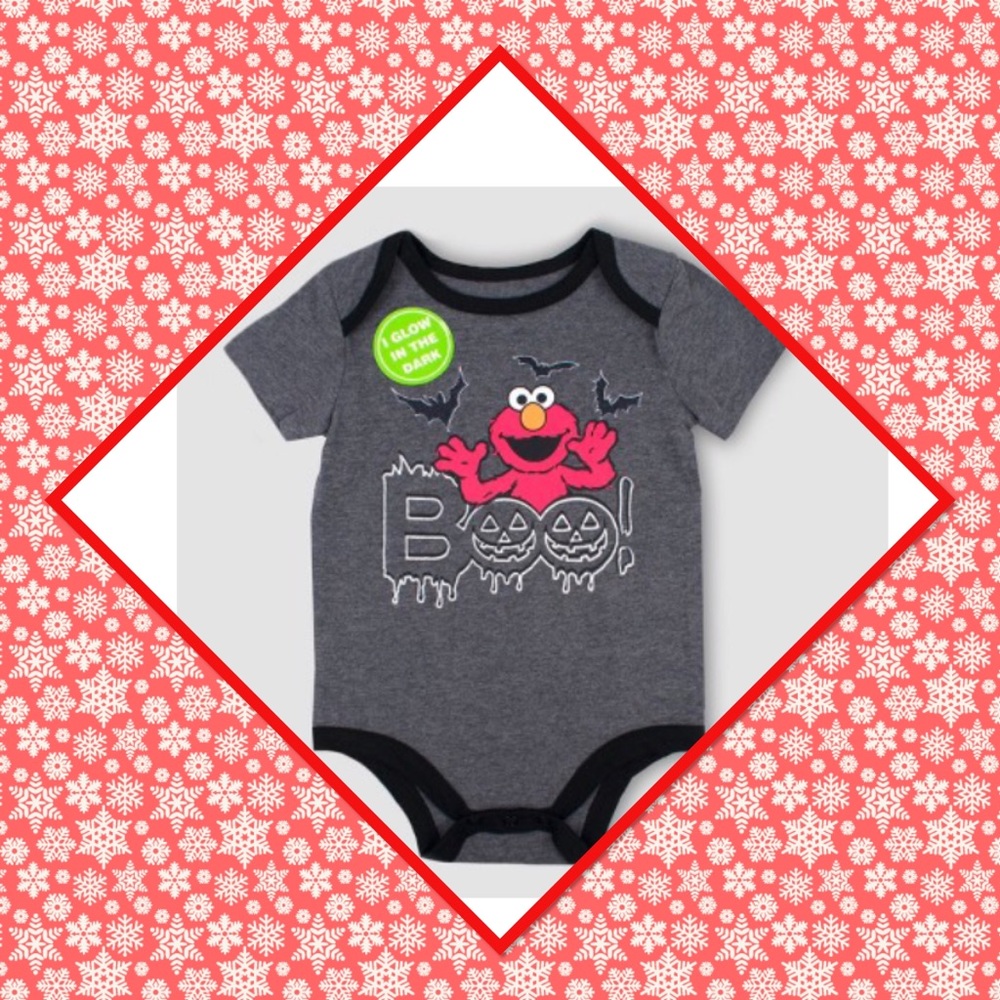 🎃New🎃3/$15🎃Elmo Onesie “BOO” Glow in the Dark🎃